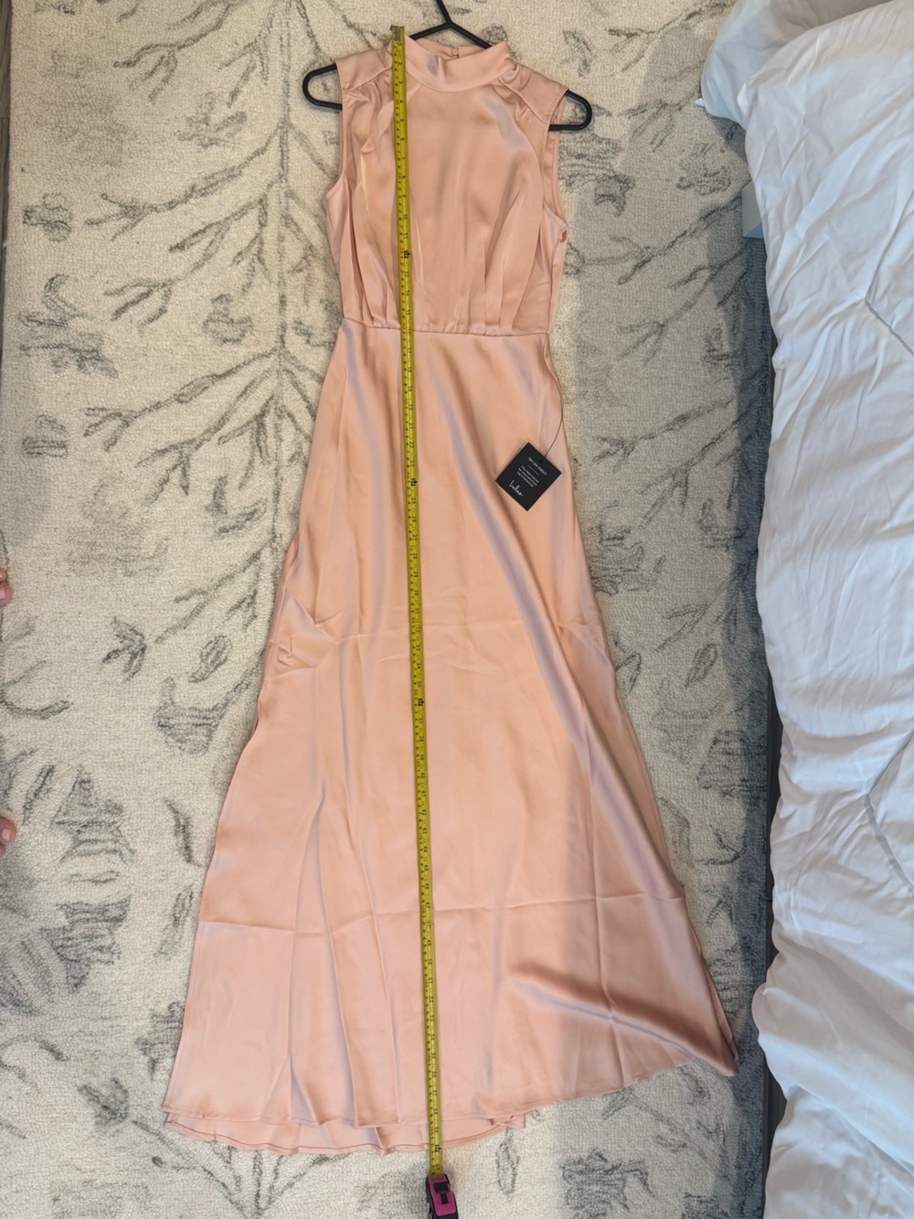 Lulus Satin Peach Maxi Dress High Neck Sleeveless Size XS NWT - Picture 10 of 10